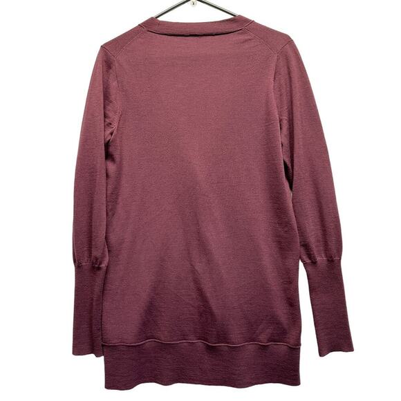 J.Crew 100% Merino Wool Longline Button Front Cardigan Sweater L Muted Purple - Picture 2 of 9